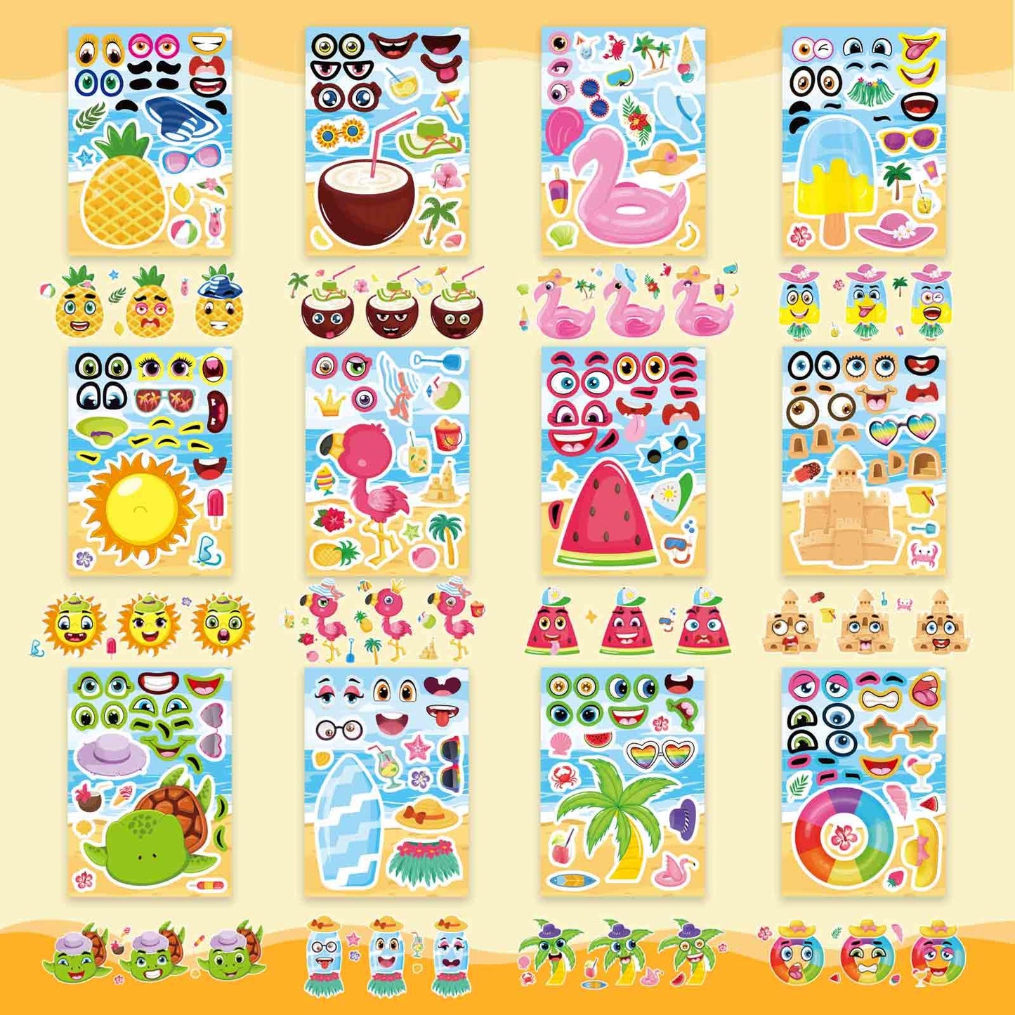DUJAA 24 Sheets Summer Stickers for Kids – Ocean & Tropical Party Favors
