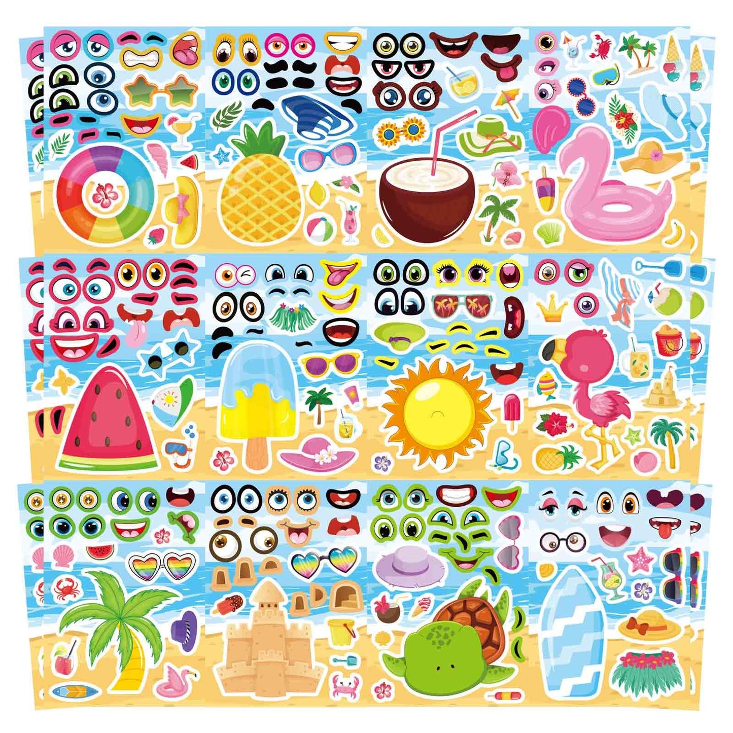 DUJAA 24 Sheets Summer Stickers for Kids – Ocean & Tropical Party Favors