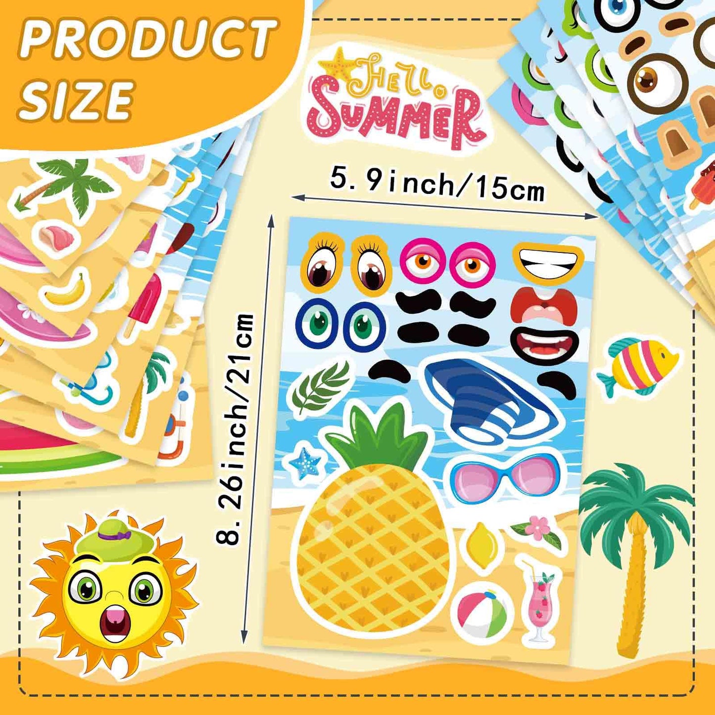 DUJAA 24 Sheets Summer Stickers for Kids – Ocean & Tropical Party Favors