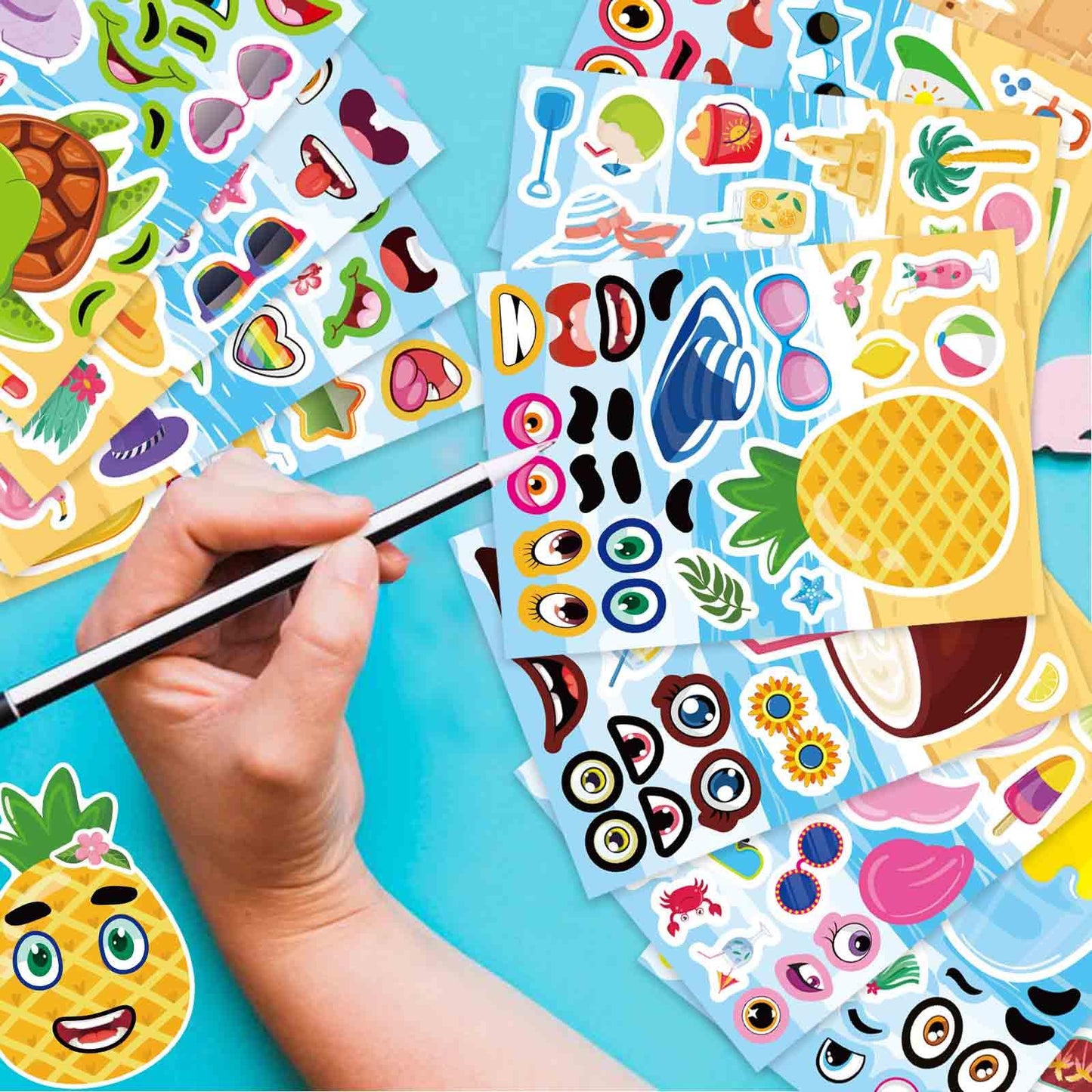 DUJAA 24 Sheets Summer Stickers for Kids – Ocean & Tropical Party Favors