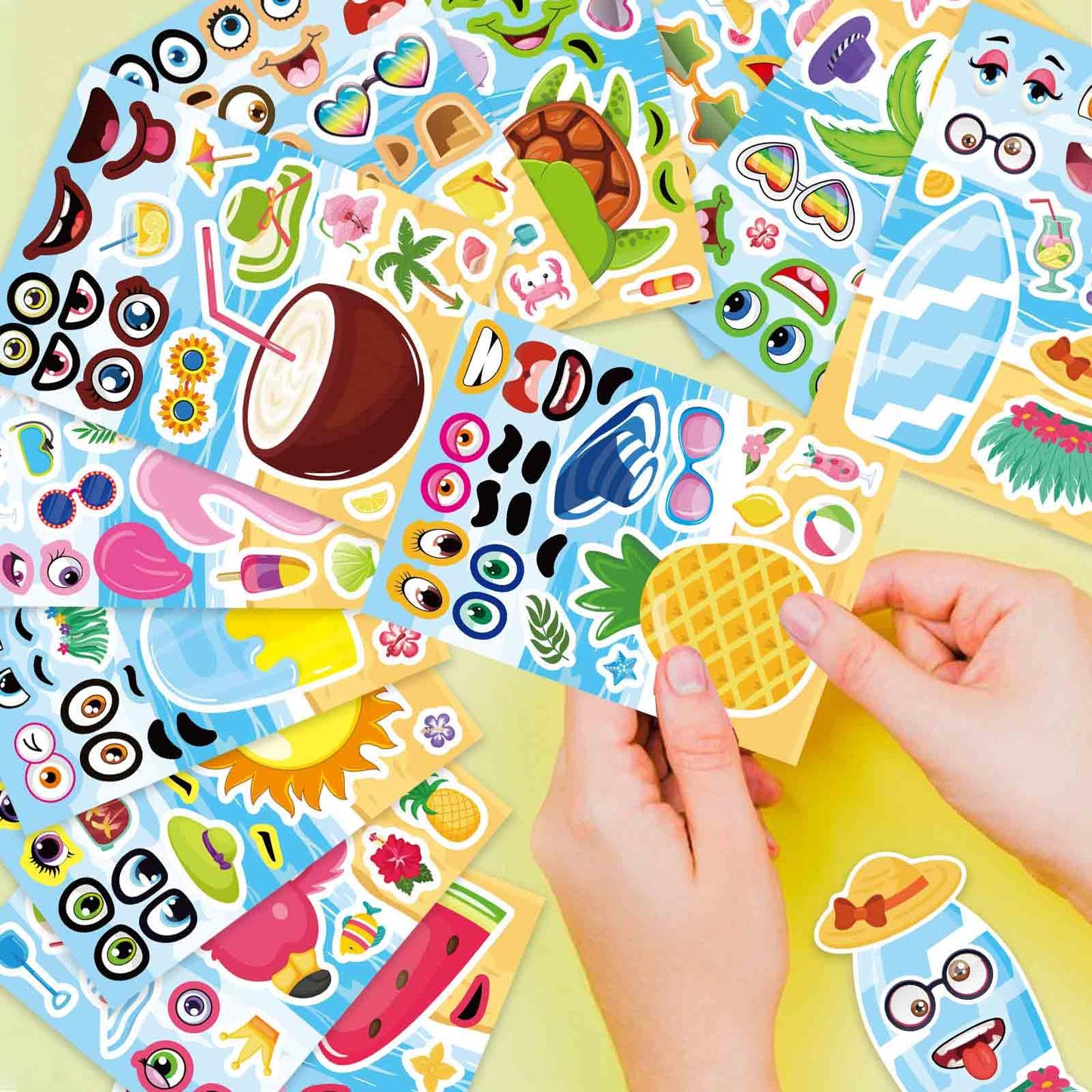 DUJAA 24 Sheets Summer Stickers for Kids – Ocean & Tropical Party Favors