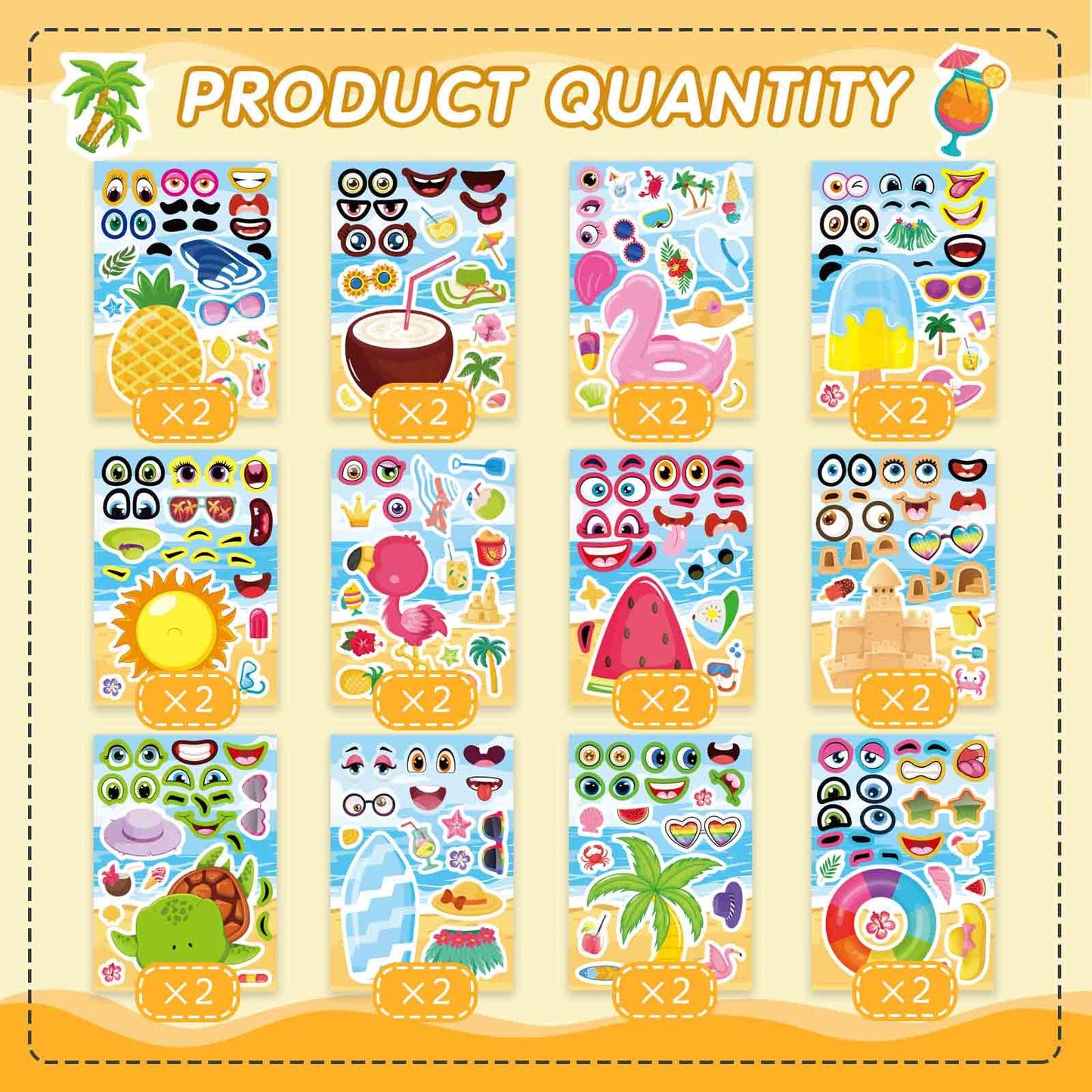 DUJAA 24 Sheets Summer Stickers for Kids – Ocean & Tropical Party Favors