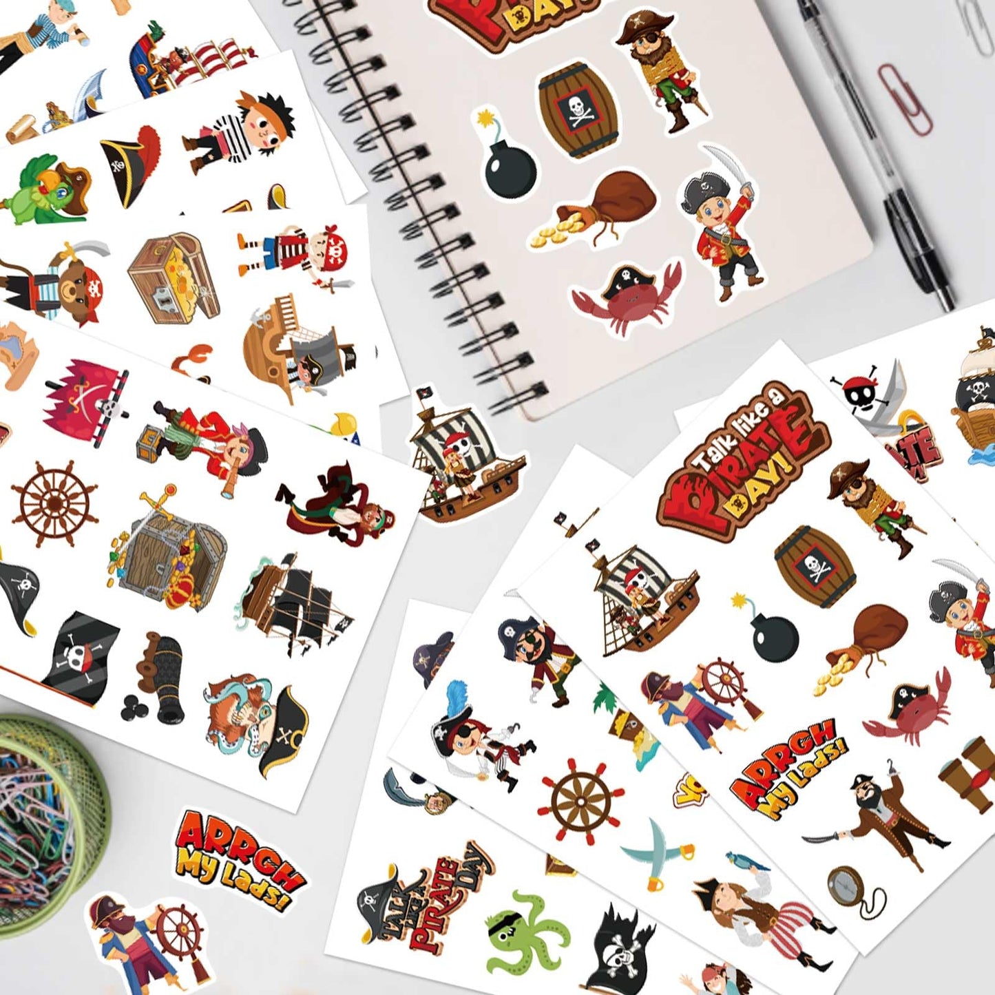 DUJAA 24 Sheets Pirate Stickers Pack – Kids Scrapbooking & Pirate Party Favors