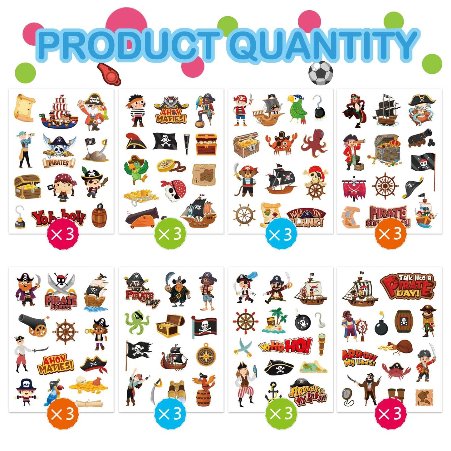 DUJAA 24 Sheets Pirate Stickers Pack – Kids Scrapbooking & Pirate Party Favors
