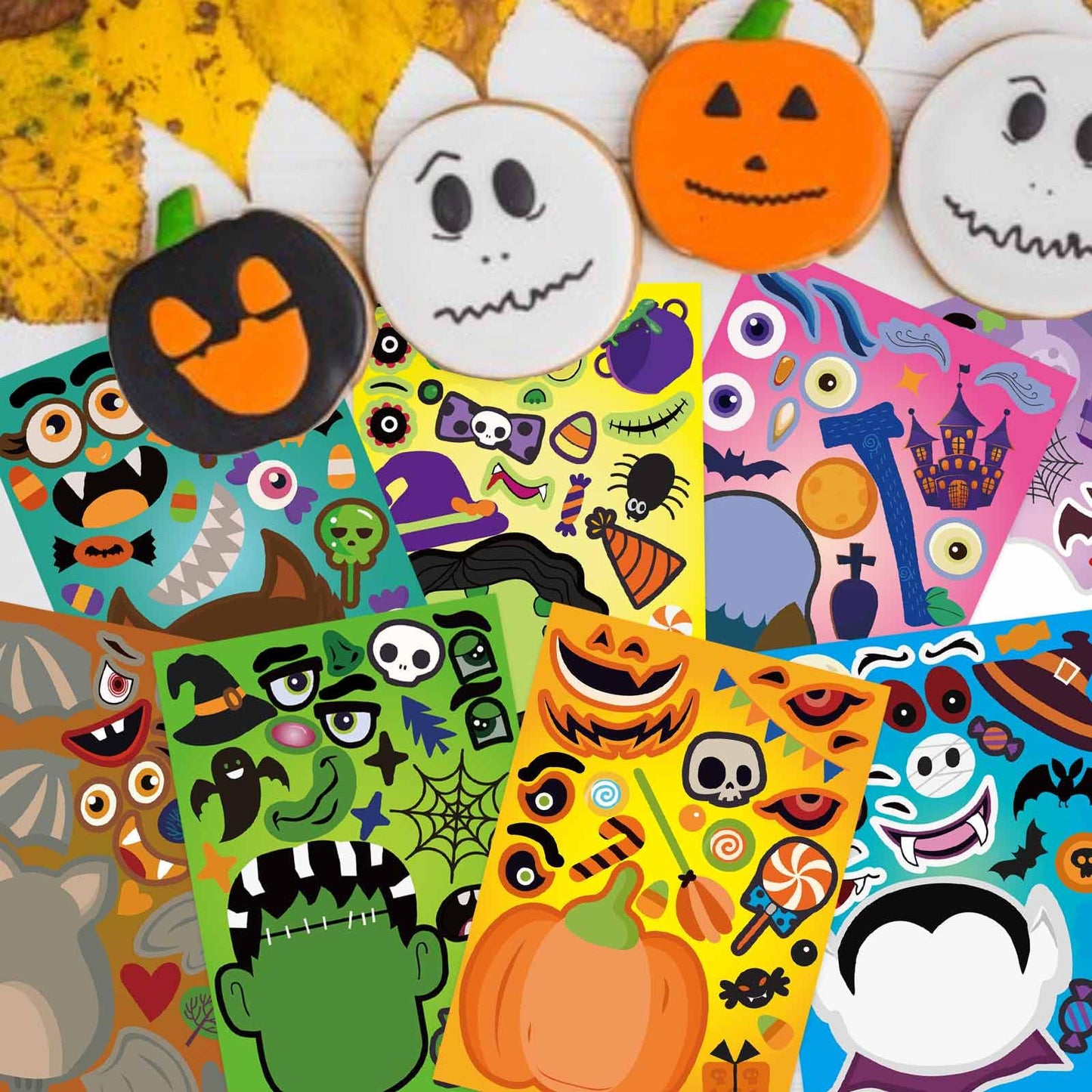 DUJAA 24 Sheets Halloween Party Games – Make Your Own Stickers for Kids