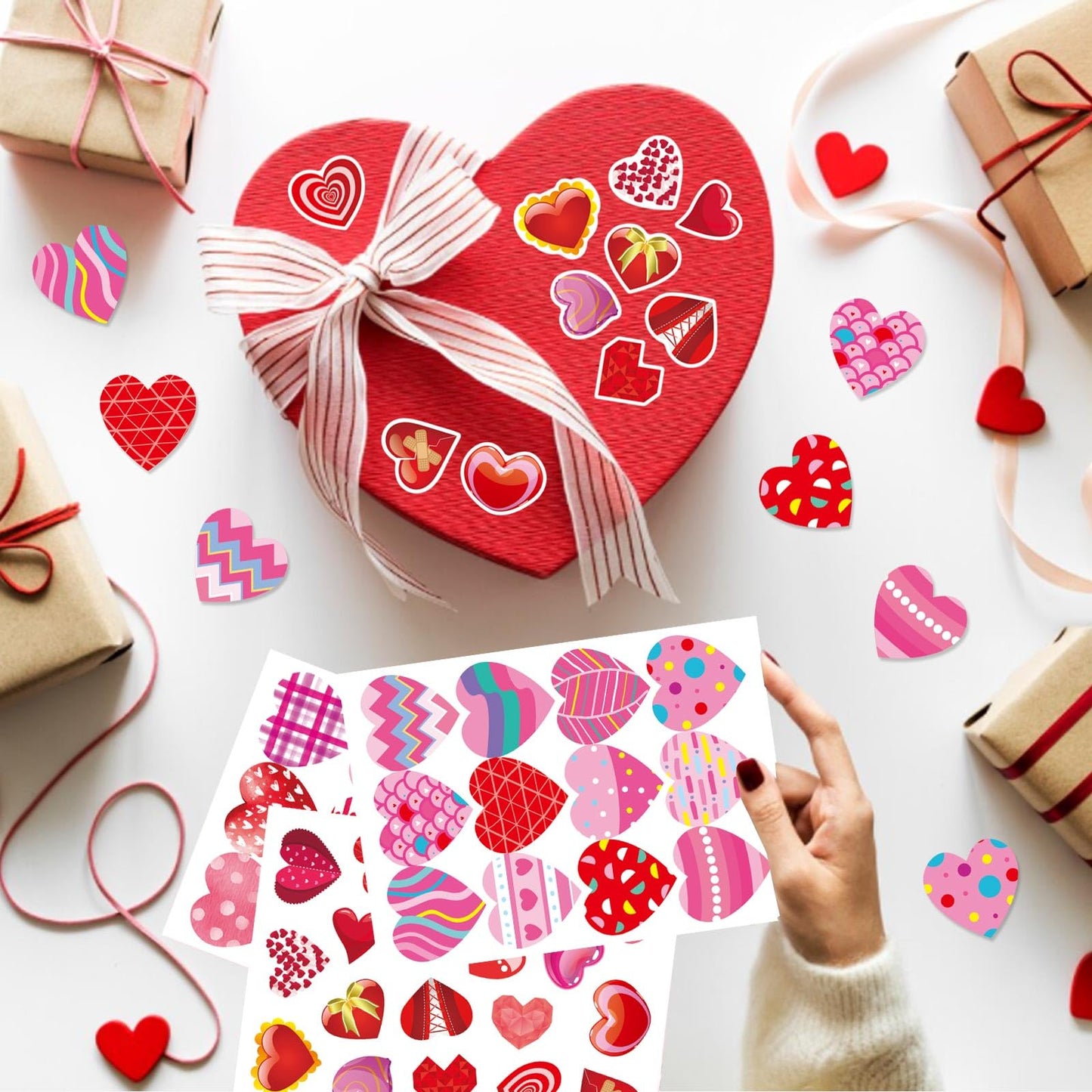 DUJAA 336-Piece Heart Stickers Set for Valentine Crafts, Cards & Gifts