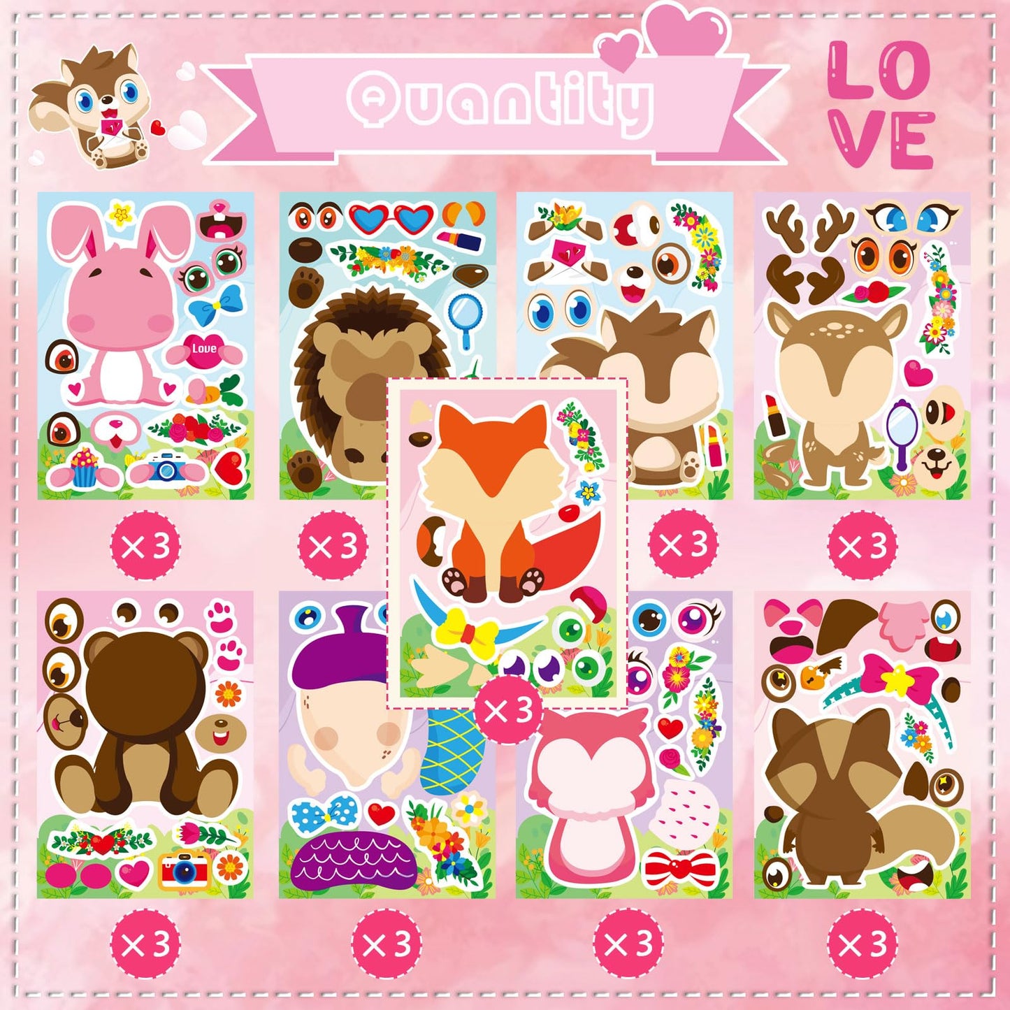 DUJAA 27 Sheets Valentine Stickers for Kids – Make Your Own Face Sticker Crafts
