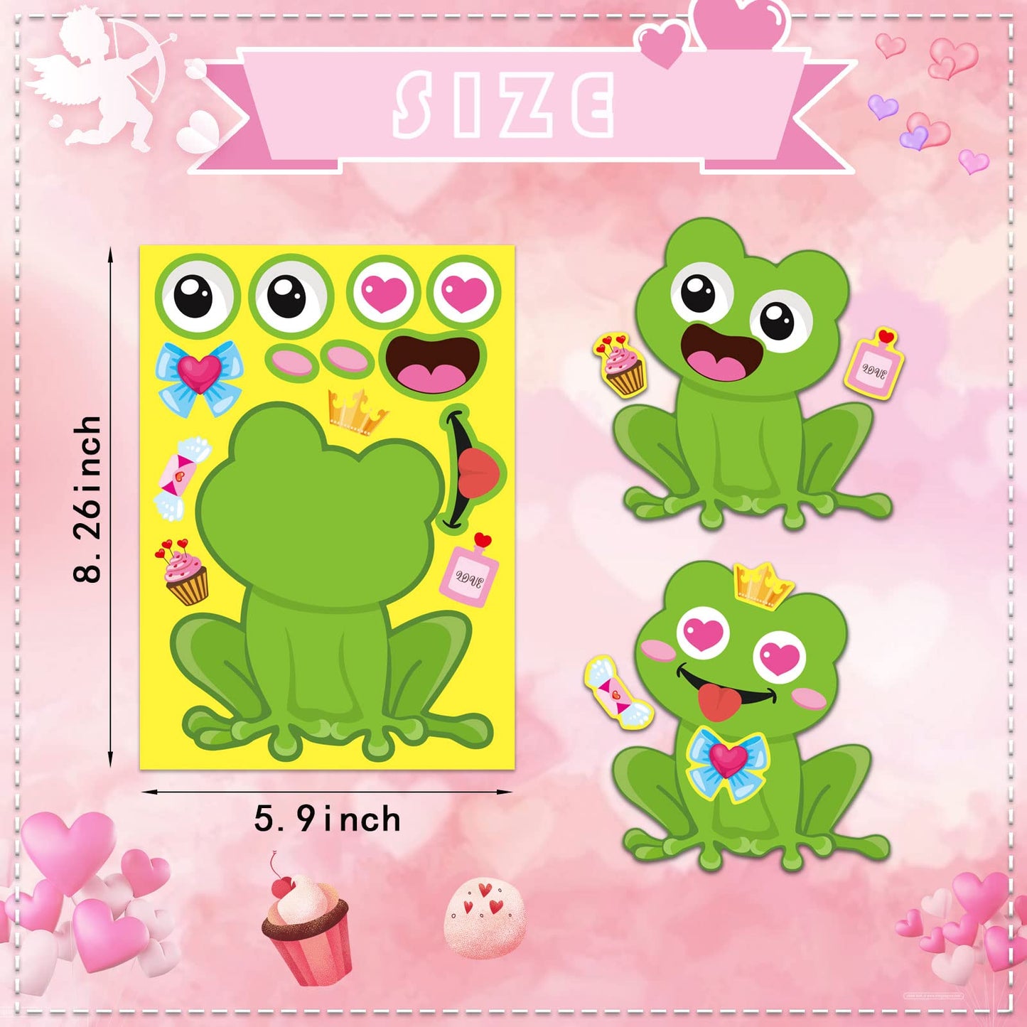DUJAA 32 Sheets Valentine’s Day Make-a-Face Stickers — 8 Animal Designs for Kids