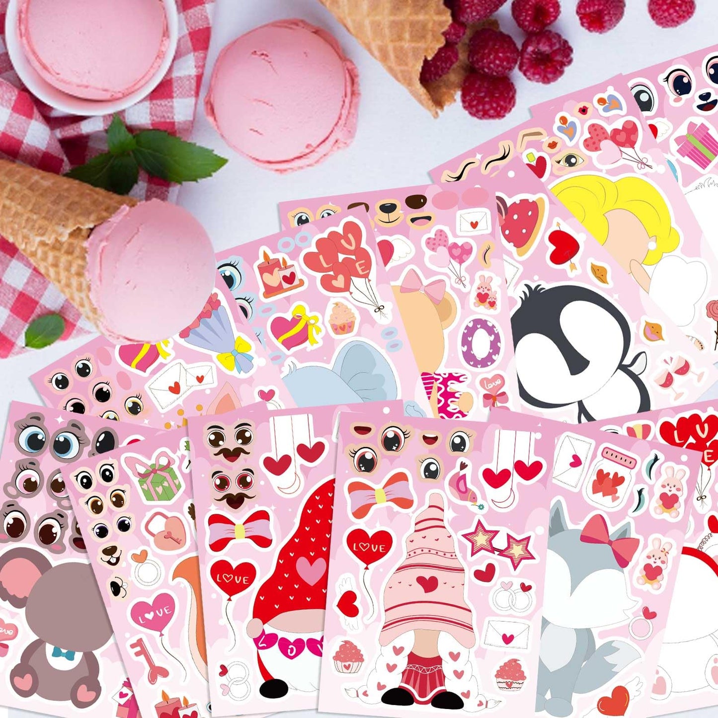 DUJAA 36 PCS Valentine's Day Stickers for Kids | 12 Designs Bear, Penguin, Elephant & More