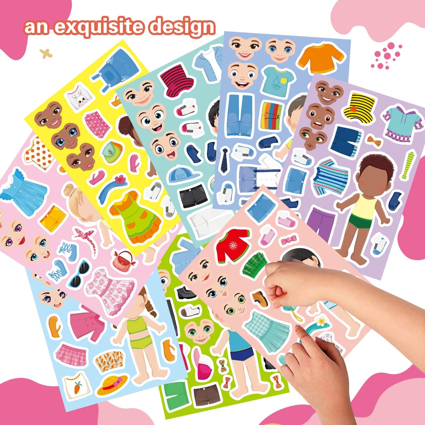 DUJAA 24 Sheets Make a Face and Dress Up Stickers – Creative Kids Craft & Dress-Up Set