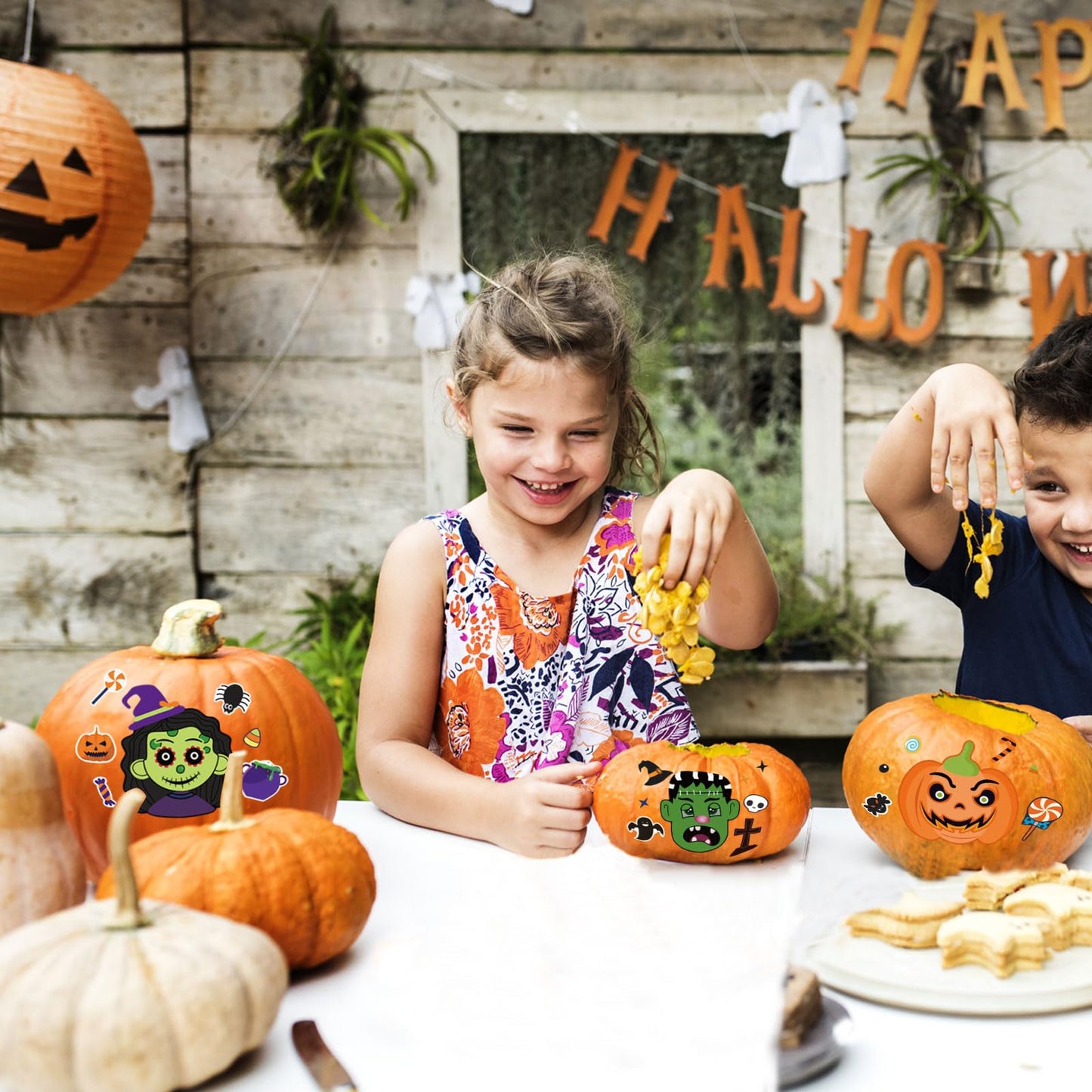 DUJAA 24 Sheets Halloween Party Games – Make Your Own Stickers for Kids