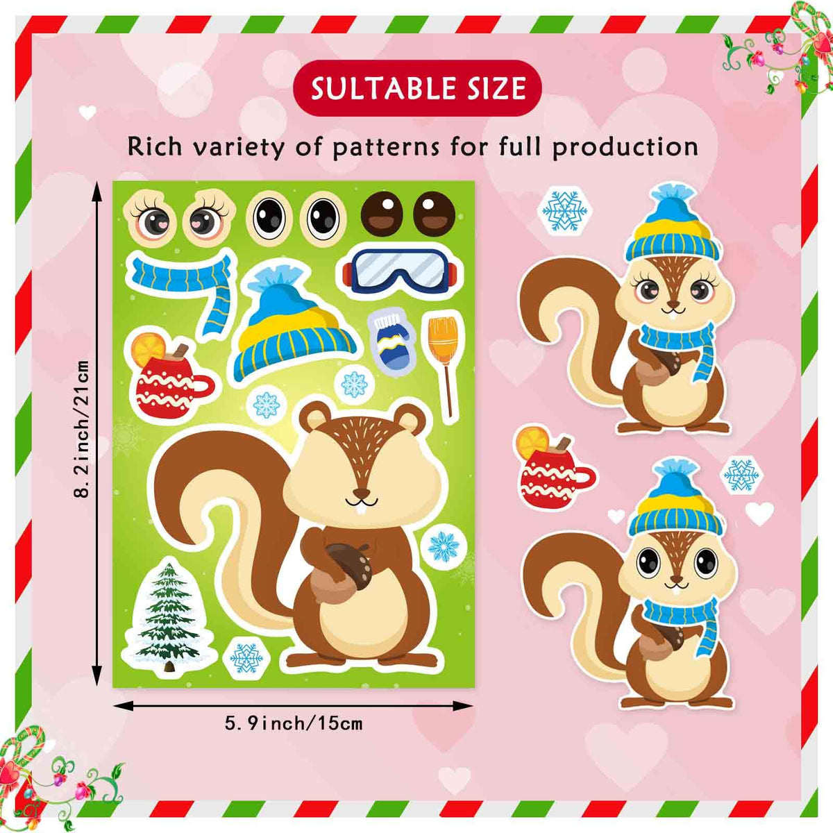 DUJAA 24 Sheets Winter Stickers for Kids — Make-Your-Own Winter Animals & Holiday Decor