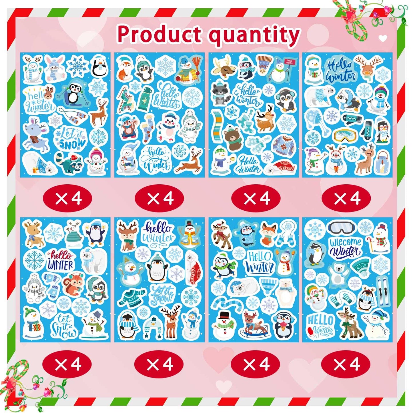 DUJAA 576 Pcs Winter Stickers for Kids | Hello Winter Theme with Penguin, Snowman, and Polar Bear – Holiday Classroom Decor