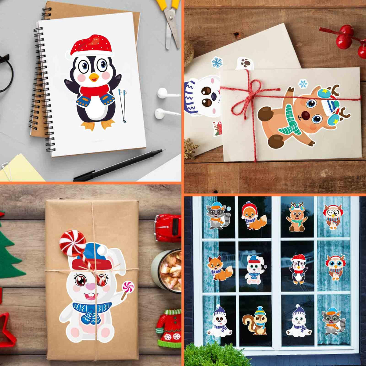 DUJAA 24 Sheets Winter Stickers for Kids — Make-Your-Own Winter Animals & Holiday Decor