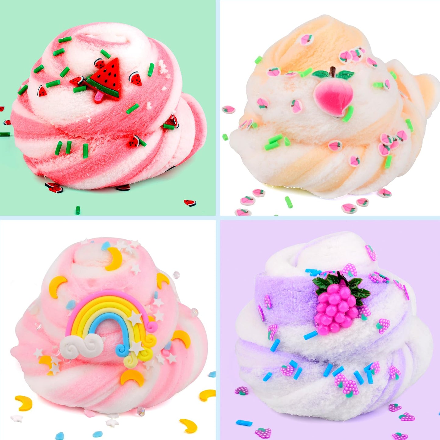 DUJUANHUA Cloud Slime Kit – 9 Colorful Scented Slimes with Charms for Kids