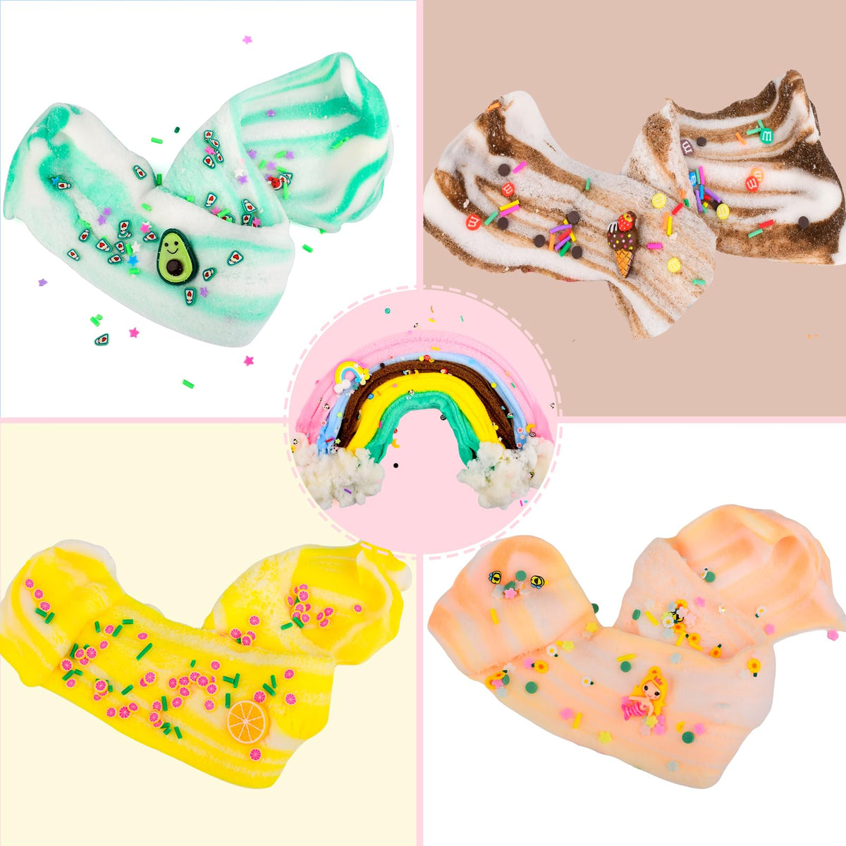 DUJUANHUA Cloud Slime Kit – 9 Colorful Scented Slimes with Charms for Kids