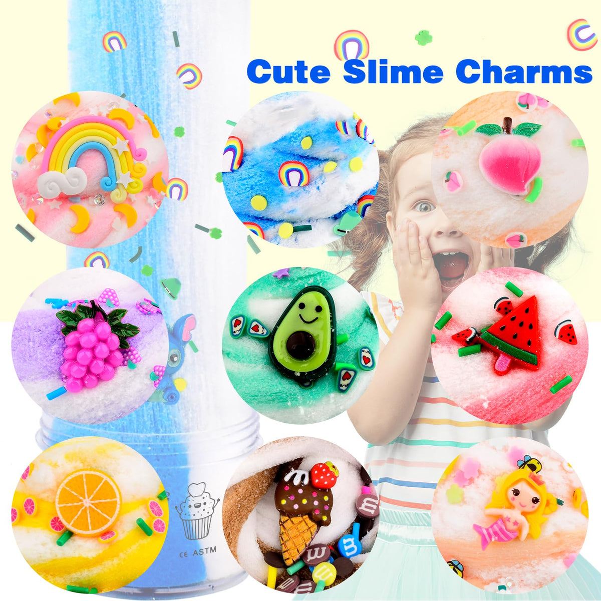 DUJUANHUA Cloud Slime Kit – 9 Colorful Scented Slimes with Charms for Kids