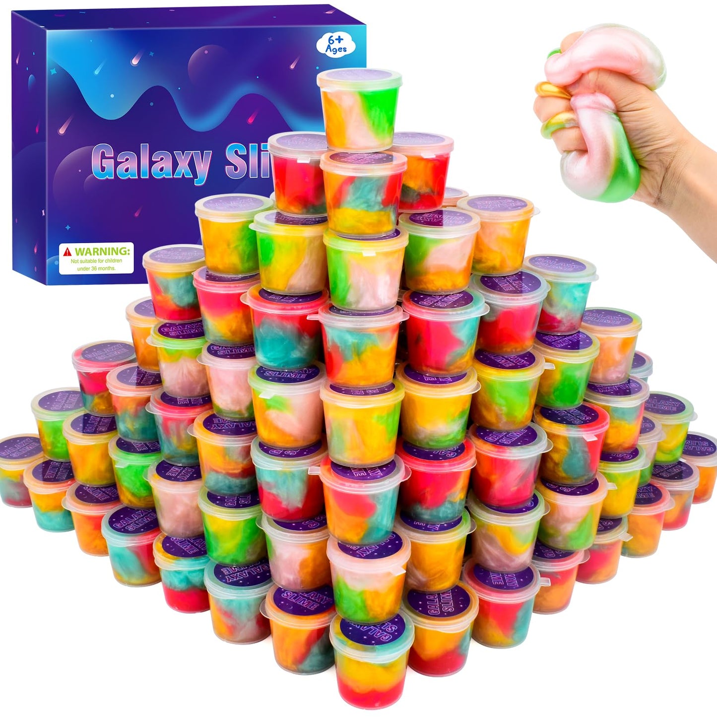 DUJUANHUA 68-Pack Galaxy Slime Kit — Bulk Party Favors & Classroom Prizes