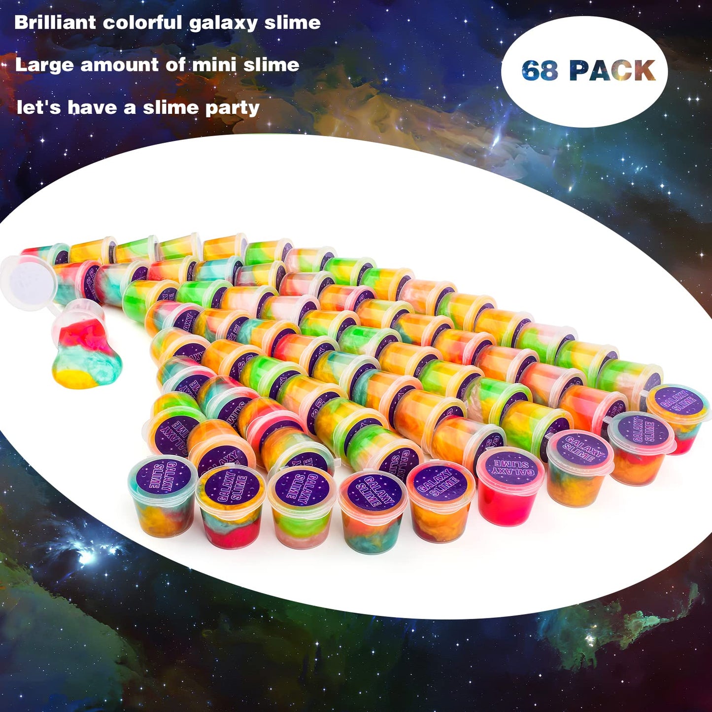DUJUANHUA 68-Pack Galaxy Slime Kit — Bulk Party Favors & Classroom Prizes