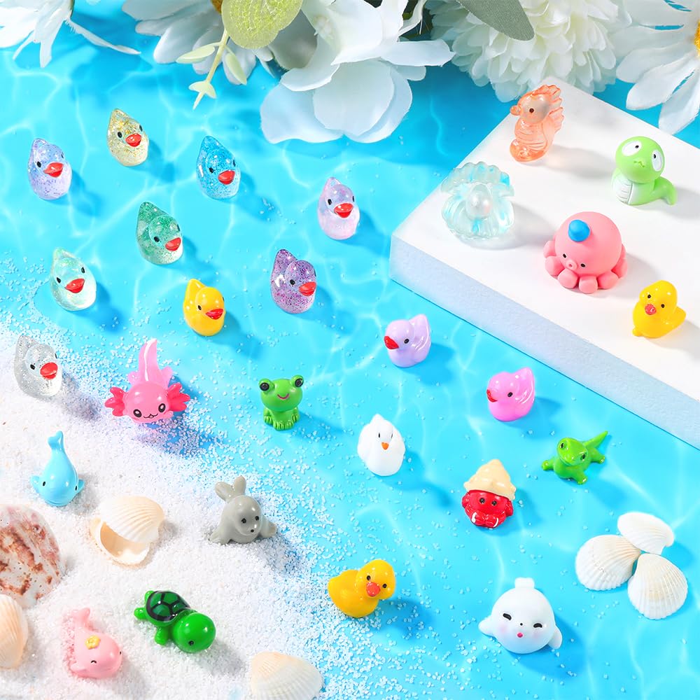DULEFUN 150pcs Mini Resin Animals | Colorful Tiny Figures for Dollhouse & Fairy Garden
