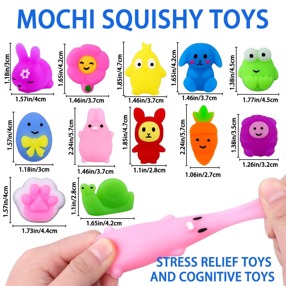 DULEFUN 36-Pcs Easter Mochi Squishy Toys – Bunny, Egg & Fidget Stress Relief