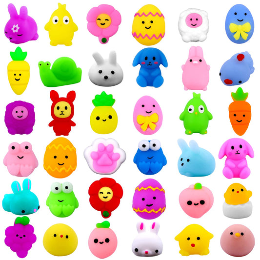 DULEFUN 36-Pcs Easter Mochi Squishy Toys – Bunny, Egg & Fidget Stress Relief