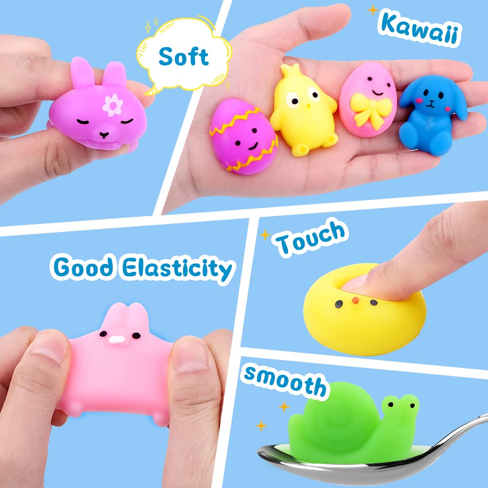 DULEFUN 36-Pcs Easter Mochi Squishy Toys – Bunny, Egg & Fidget Stress Relief