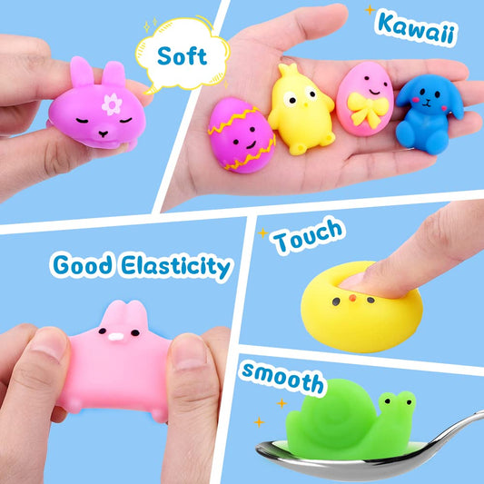 DULEFUN 36-Pcs Easter Mochi Squishy Toys – Bunny, Egg & Fidget Stress Relief