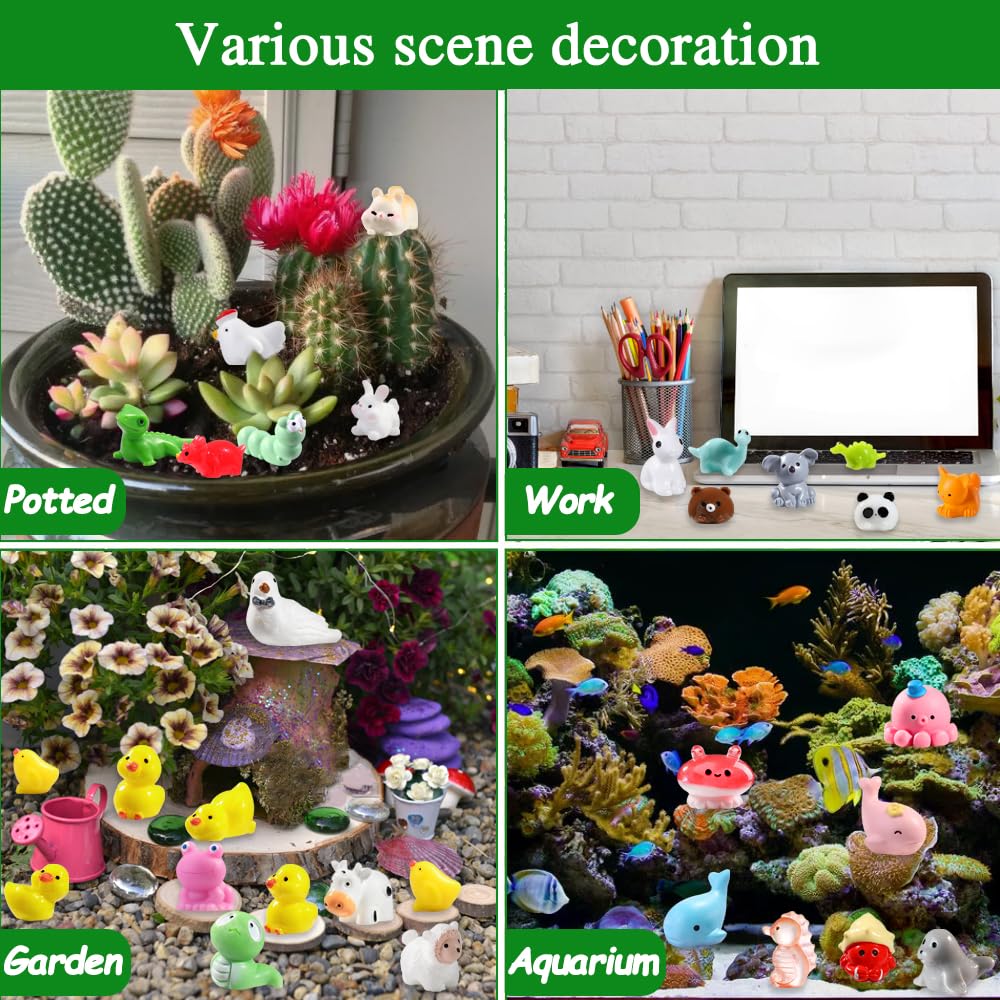 DULEFUN 150pcs Mini Resin Animals | Colorful Tiny Figures for Dollhouse & Fairy Garden