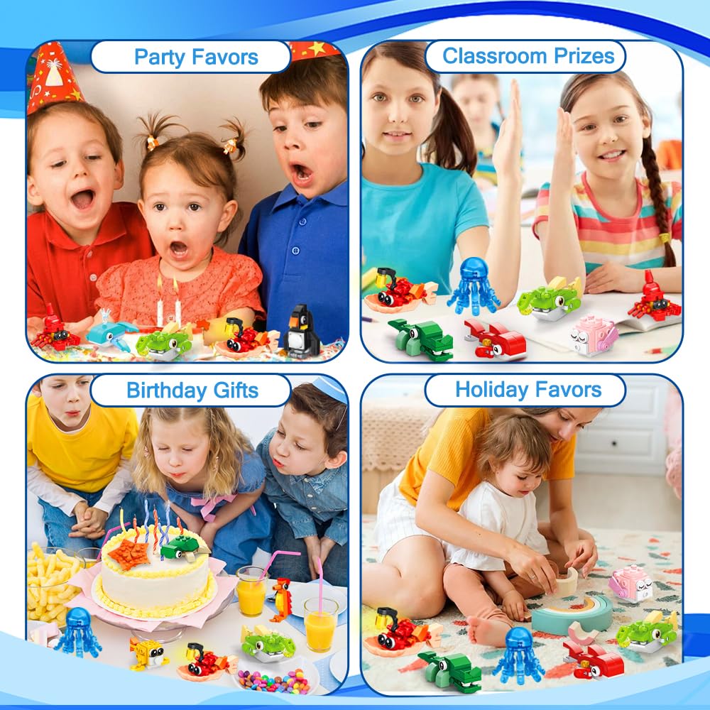DULEFUN 25pc Marine Animal Building Blocks – Party Favors & Classroom Prizes