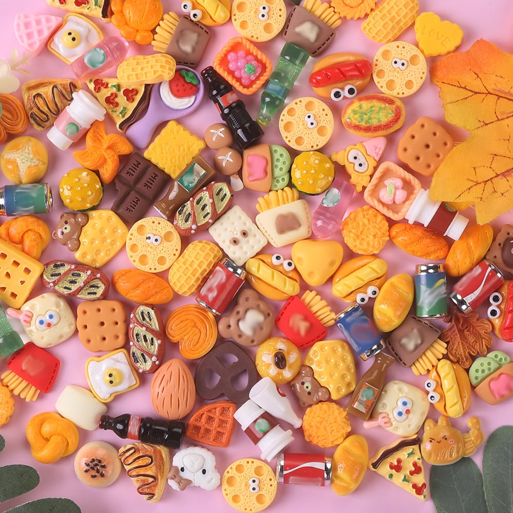 DULEFUN 100pcs Miniature Food & Drink Bottles Set – Resin Dollhouse Toys for Pretend Play
