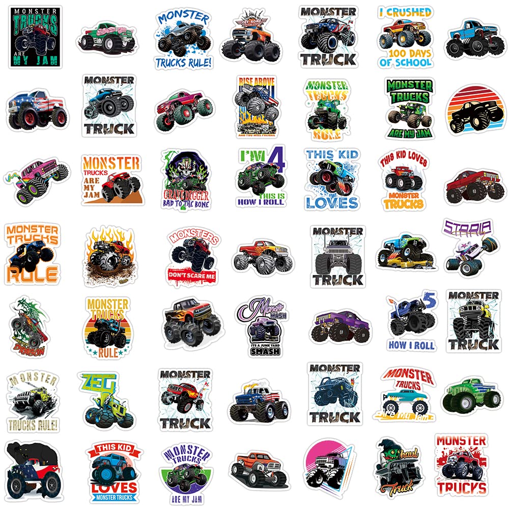 DULEFUN 100PCS Monster Truck Stickers — Waterproof Kids’ Sticker Pack