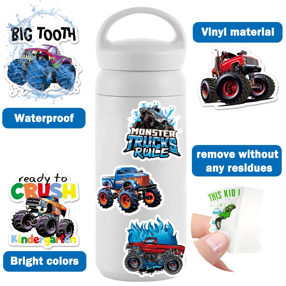 DULEFUN 100PCS Monster Truck Stickers — Waterproof Kids’ Sticker Pack
