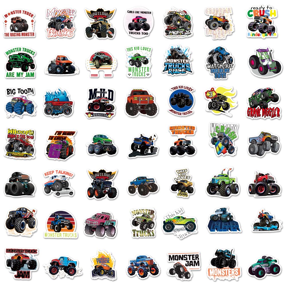 DULEFUN 100PCS Monster Truck Stickers — Waterproof Kids’ Sticker Pack