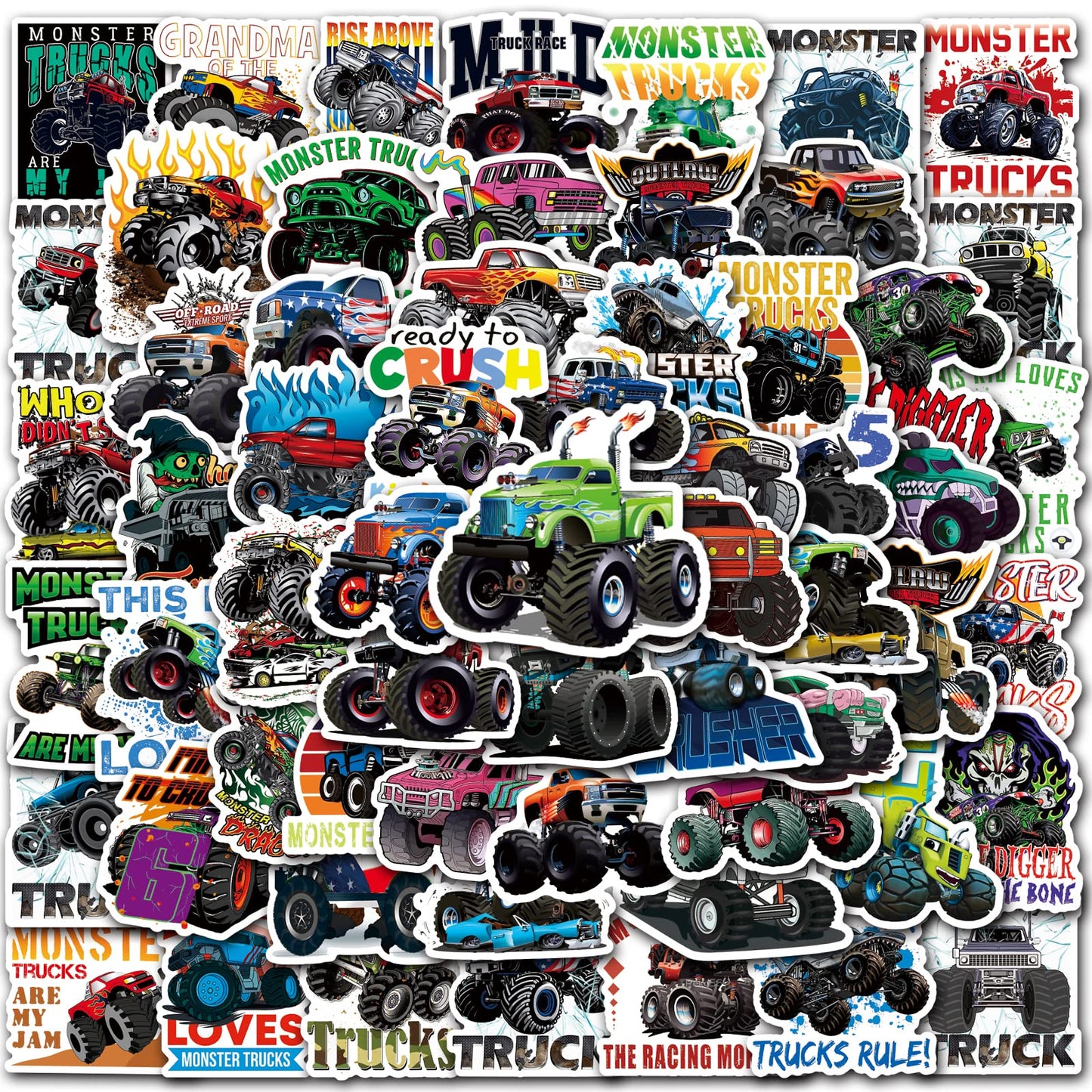DULEFUN 100PCS Monster Truck Stickers — Waterproof Kids’ Sticker Pack