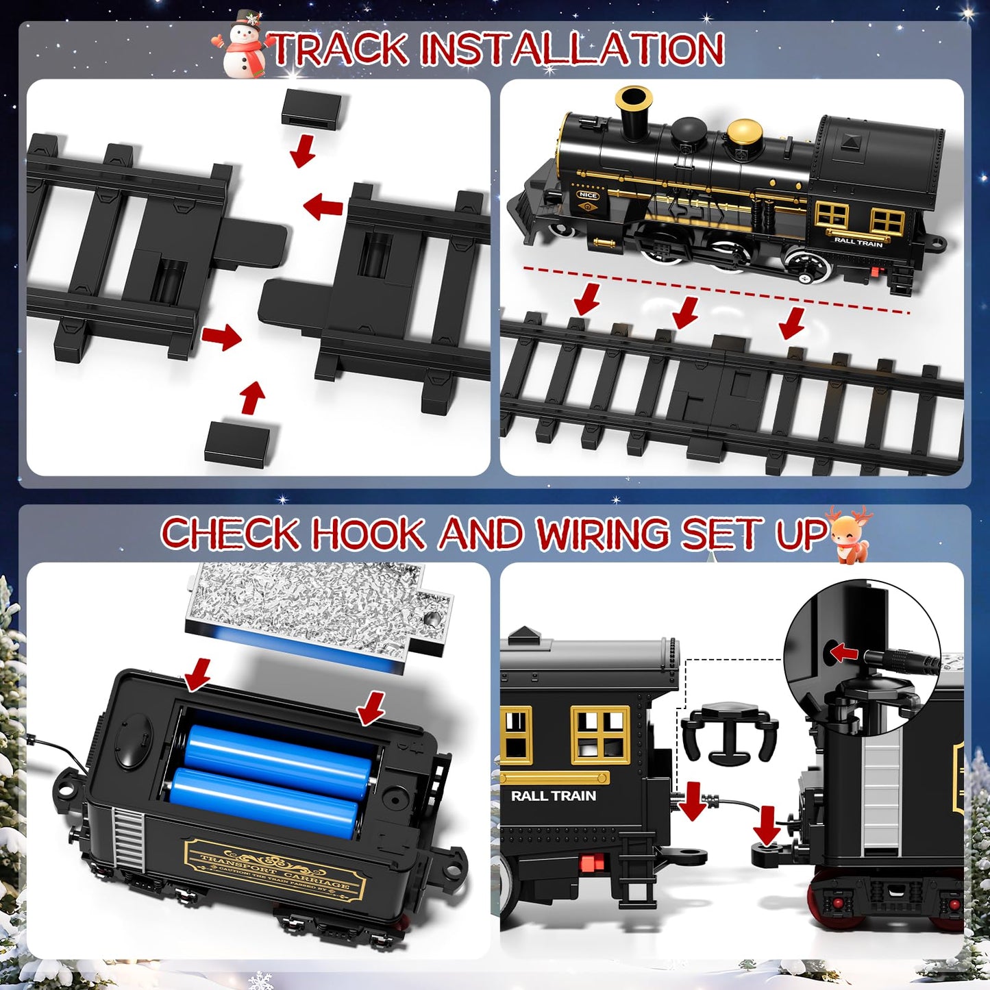 DULONIME Train Set for Toddlers 3-4 — Electrical Trains with Track, Light & Sound