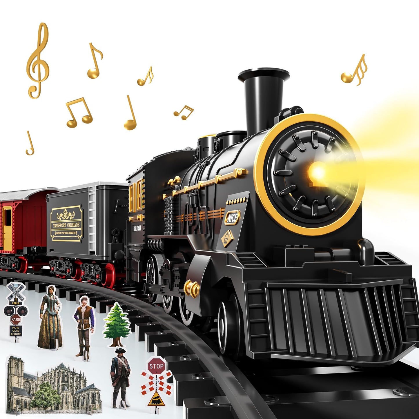 DULONIME Train Set for Toddlers 3-4 — Electrical Trains with Track, Light & Sound