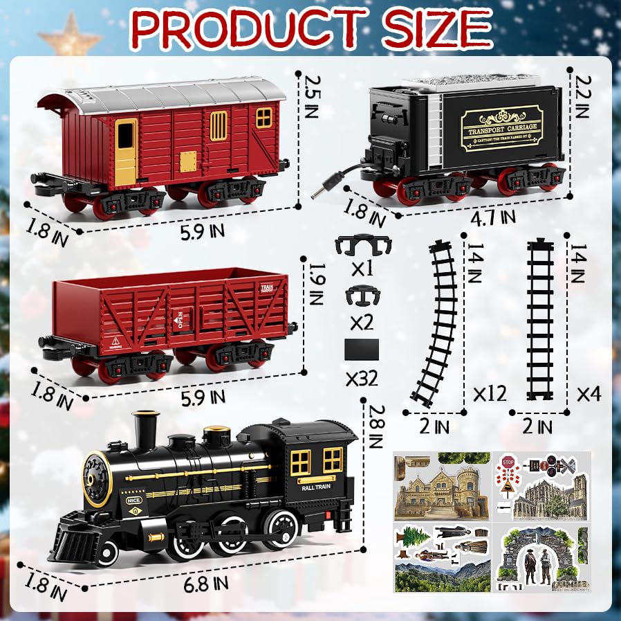 DULONIME Train Set for Toddlers 3-4 — Electrical Trains with Track, Light & Sound
