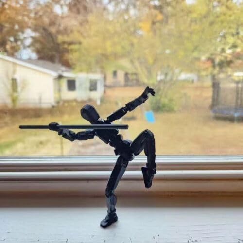 Dumwick Titan 13 Action Figure | 3D Printed Multi-Jointed Robot (Assembled, Black)