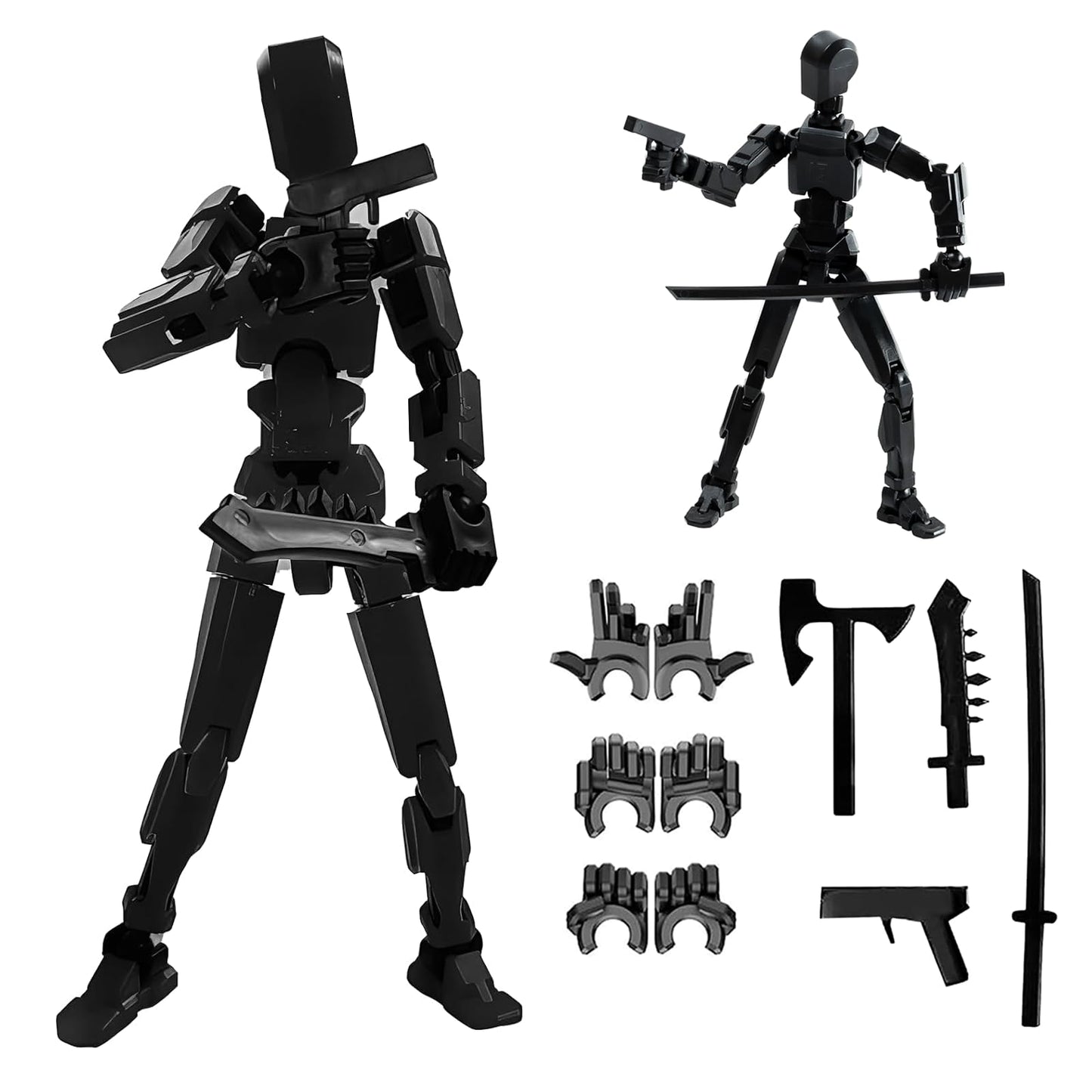 Dumwick Titan 13 Action Figure | 3D Printed Multi-Jointed Robot (Assembled, Black)