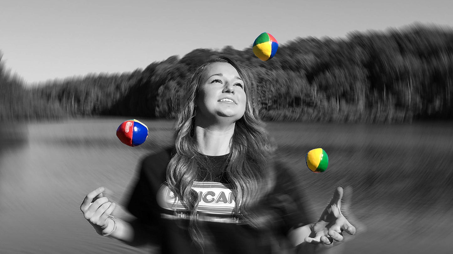 Duncan Juggling Balls Pack of 3 – Multicolor Vinyl, 4-Panel No-Bounce Design