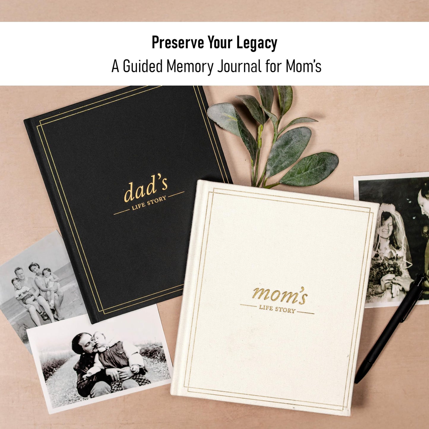 DUNCAN & STONE PAPER CO. 85-Page Mom Tell Me Your Story Journal | Linen Bound Ivory