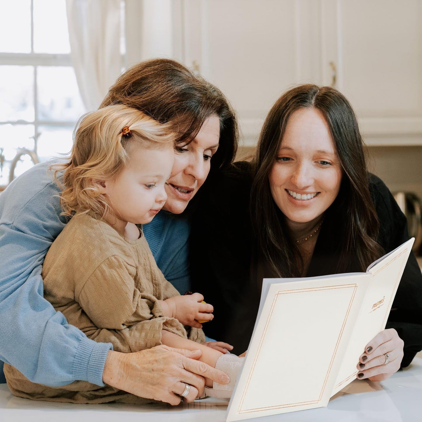DUNCAN & STONE PAPER CO. 85-Page Mom Tell Me Your Story Journal | Linen Bound Ivory
