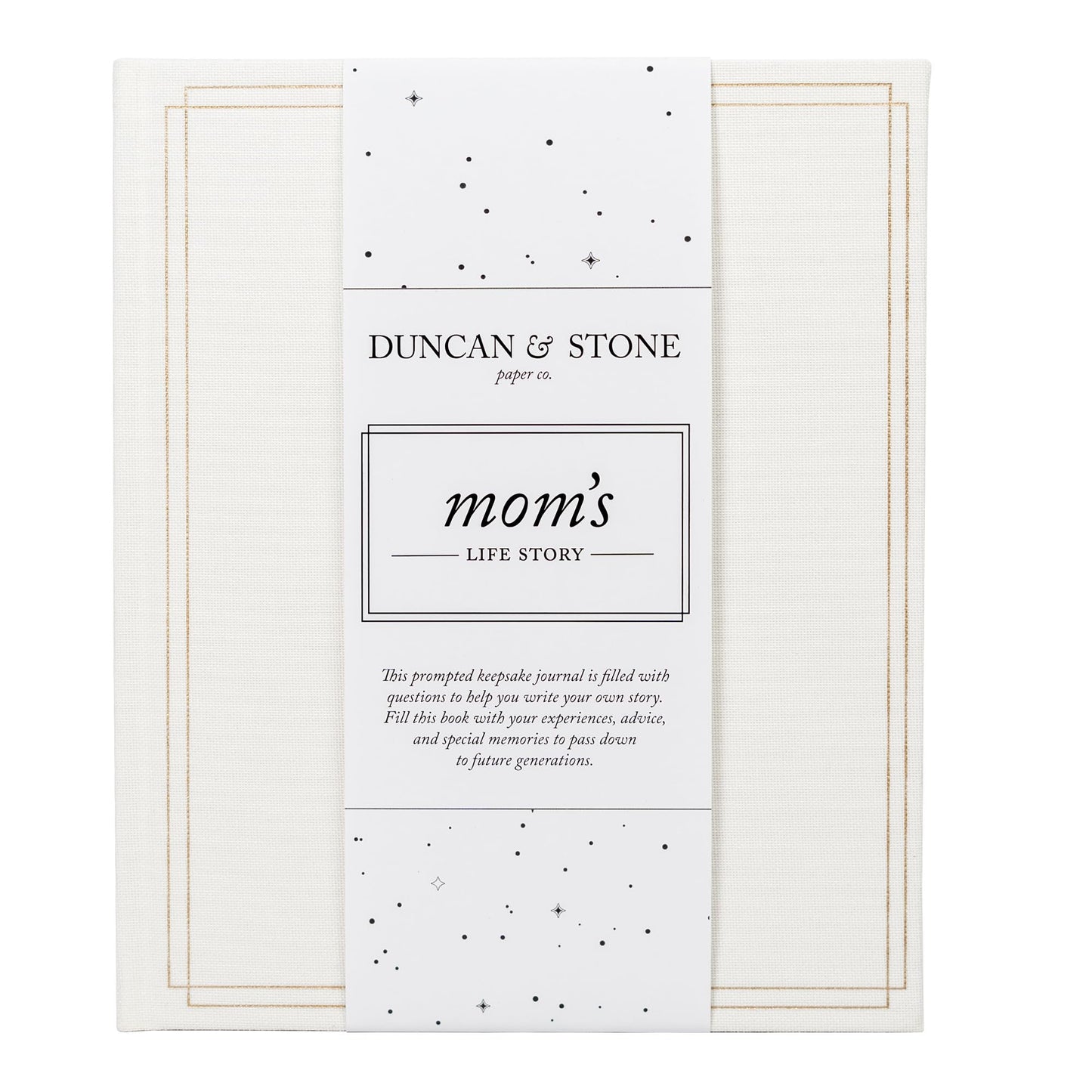 DUNCAN & STONE PAPER CO. 85-Page Mom Tell Me Your Story Journal | Linen Bound Ivory