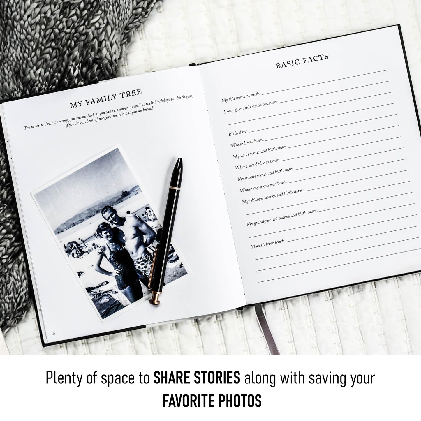 DUNCAN & STONE PAPER CO. 85-Page Mom Tell Me Your Story Journal | Linen Bound Ivory
