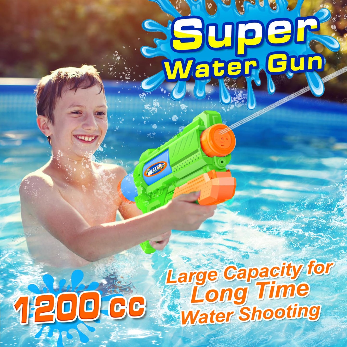 DUNEMEI Super Water Gun 2-Pack 1200cc – Long-Range Squirt Blasters for Kids & Adults