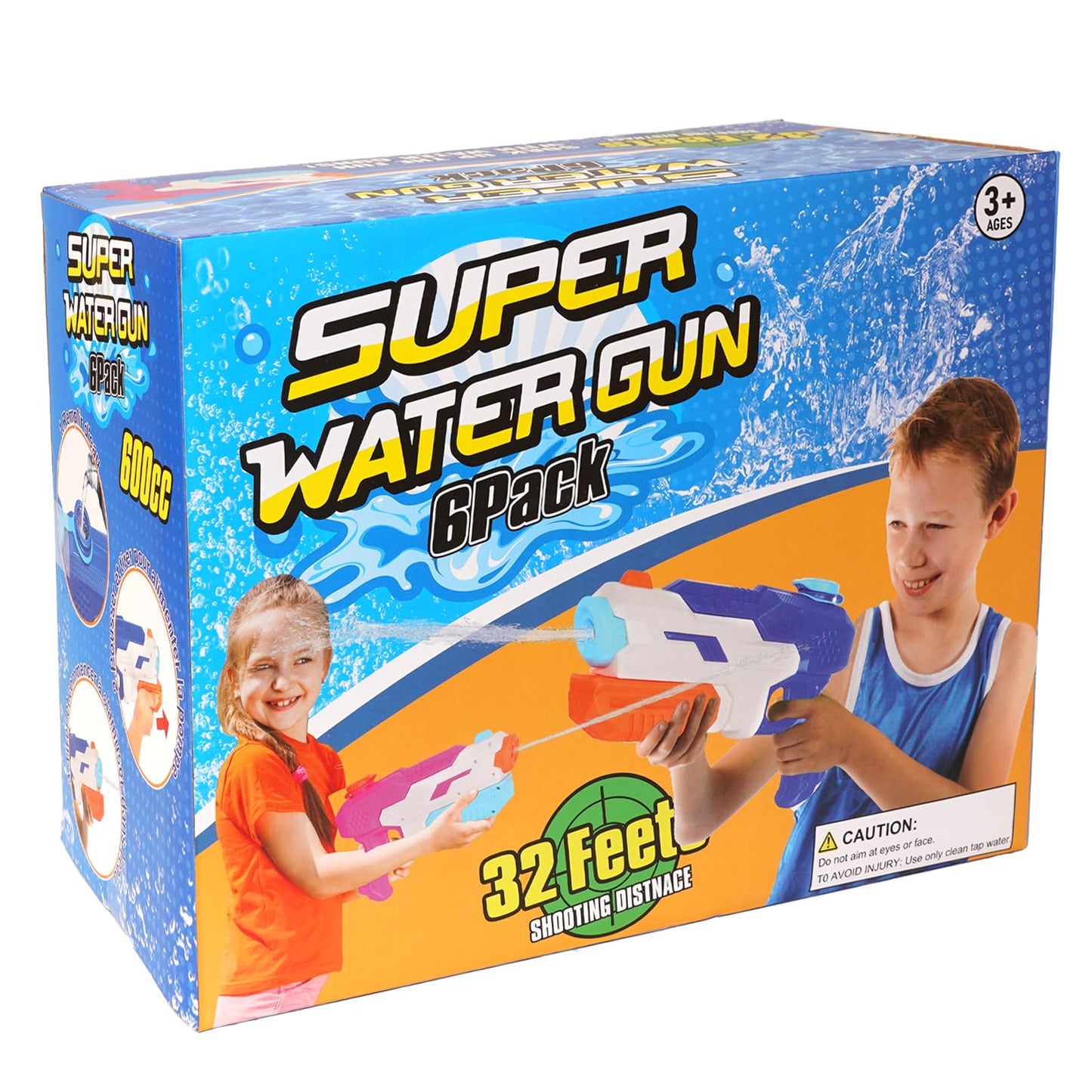 4 Pack Water Gun for Kids & Adults by DUNEMEI – 600cc Squirt Blasters with Long Range (28-32 ft)