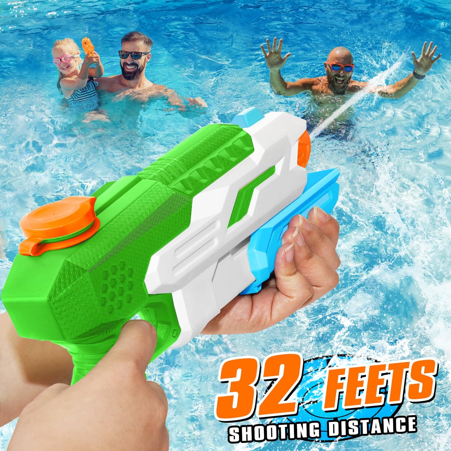 DUNEMEI 600cc Water Gun Set – 6-Pack Pump-Action Blasters for Pool