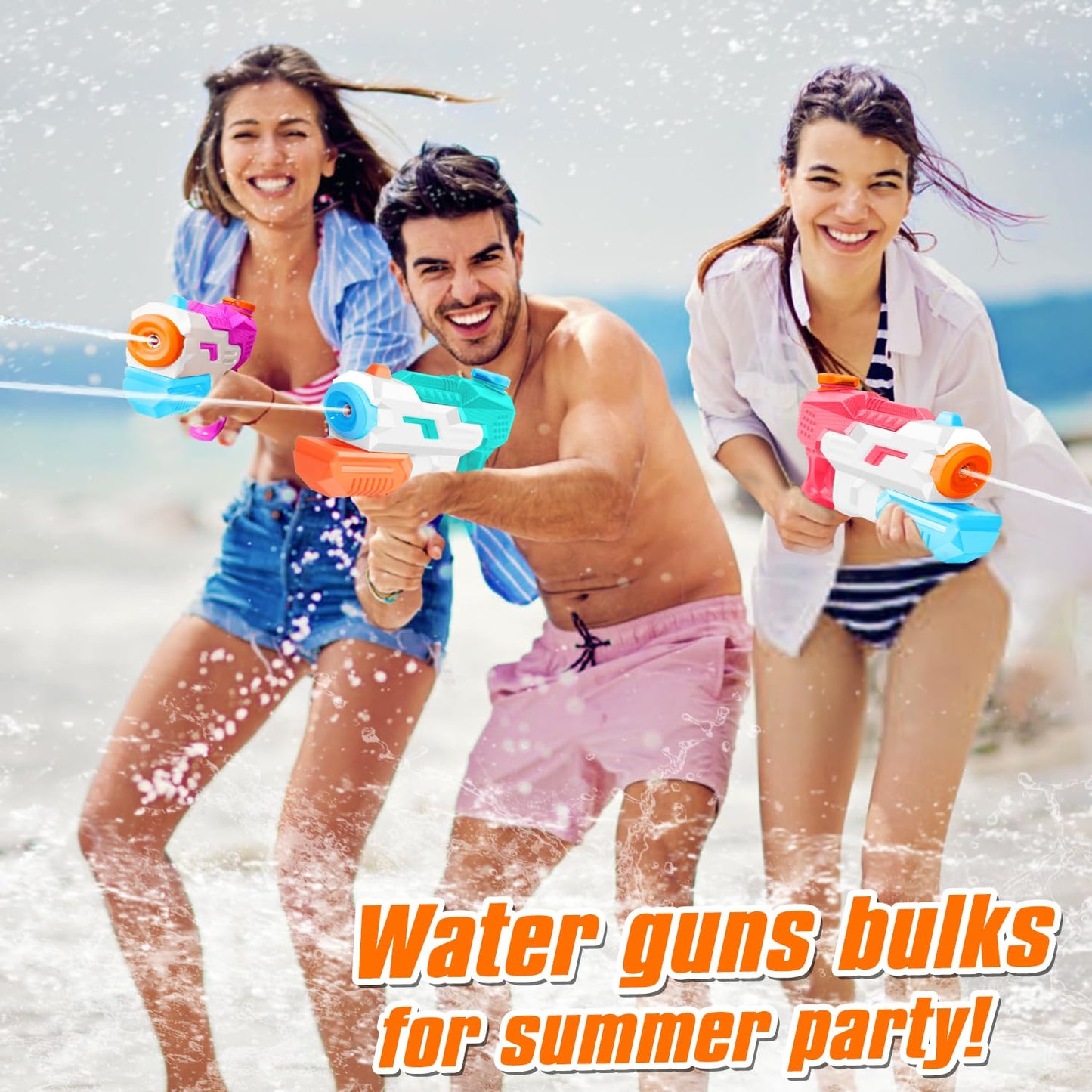 DUNEMEI 600cc Water Gun Set – 6-Pack Pump-Action Blasters for Pool