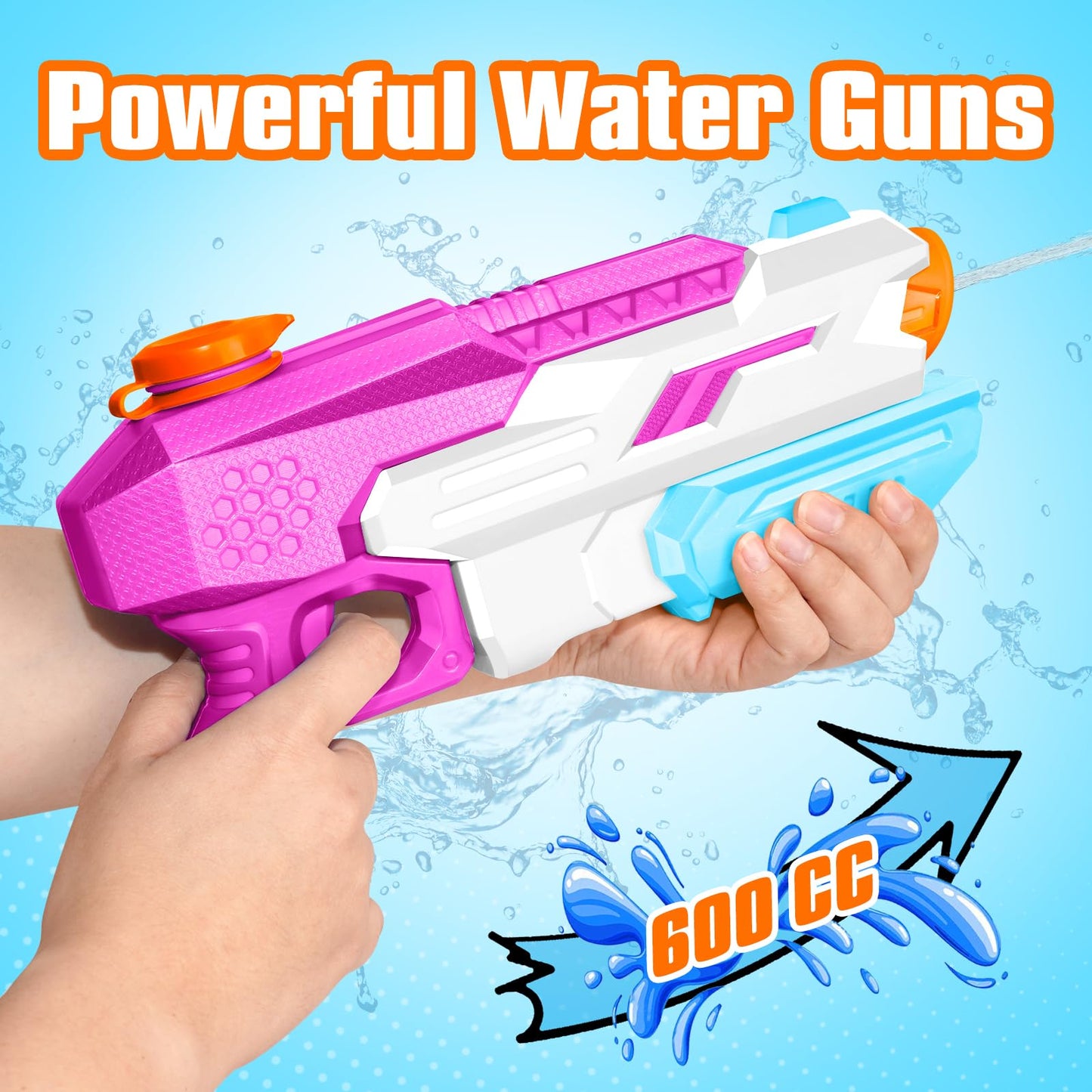 4 Pack Water Gun for Kids & Adults by DUNEMEI – 600cc Squirt Blasters with Long Range (28-32 ft)